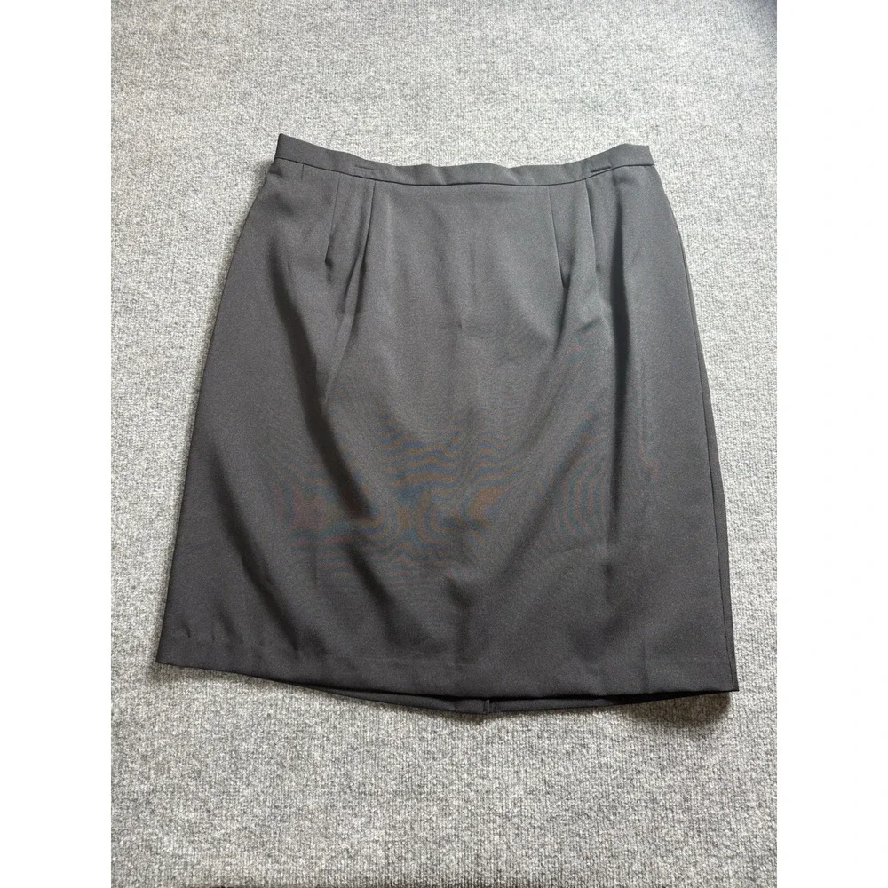 Womens Black Pencil Skirt Pleated High Waist Knee Length Work Office Career 20W